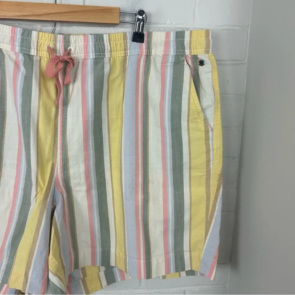 L.L.Bean Plus Size Women's Lakewashed Dock Shorts, Mid-Rise Stripe Size 20W